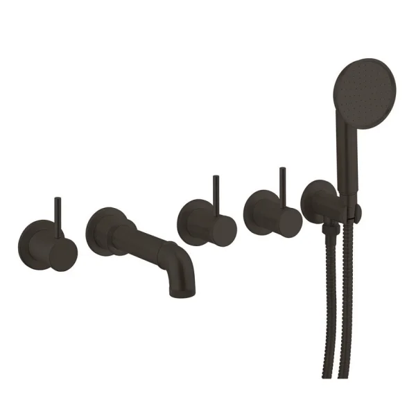 Crosswater Mpro Industrial 5 Hole Bath Filler With Spout & Handset Carbon Black