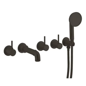 Crosswater Mpro Industrial 5 Hole Bath Filler With Spout & Handset Carbon Black