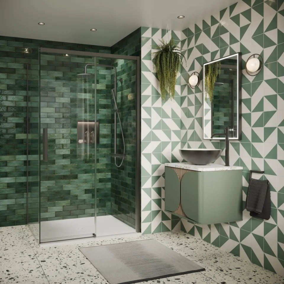 Crosswater Asura 8mm Side Panel For Sliding Door 900 Slate detail view - Image 1