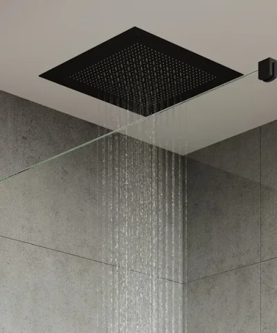 Crosswater Tranquil Recessed Shower Head Dual Flow 380mm Matt Black detail view - Image 4