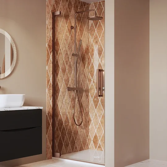 Crosswater Asura 8mm Infold Door 900 Brushed Bronze detail view - Image 2