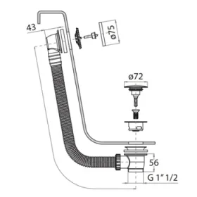 Crosswater 3one6 Bath Click Clack Waste Extended Stainless detail view - Image 2