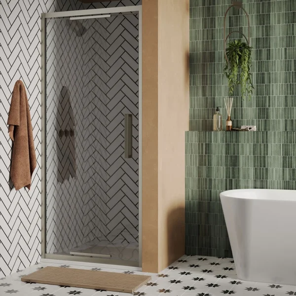 Crosswater Asura 8mm Infold Door 900 Brushed Nickel