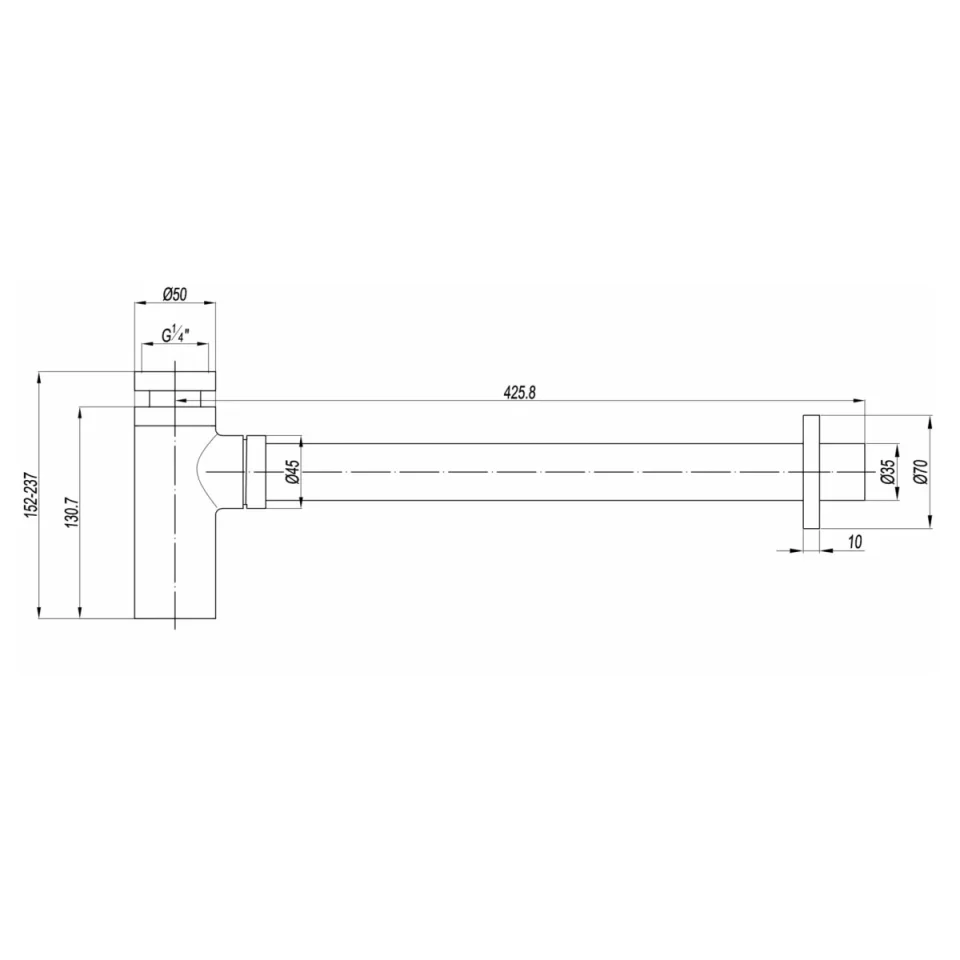Crosswater 3one6 Tall Bottle Trap Stainless detail view - Image 2