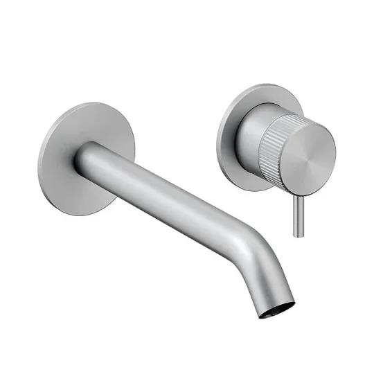 Crosswater 3one6 Basin 2 Hole Set Wall Mounted Stainless detail view - Image 2