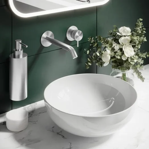 Crosswater 3one6 Basin 2 Hole Set Wall Mounted Stainless detail view - Image 3