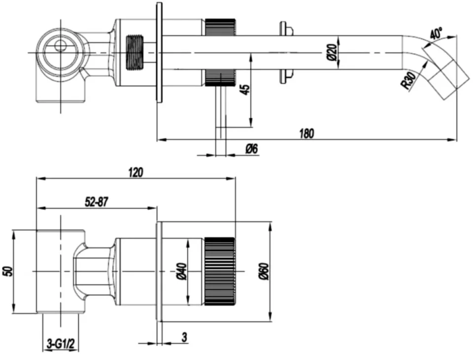 Crosswater 3one6 Basin 2 Hole Set Wall Mounted Stainless detail view - Image 4