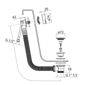 Crosswater 3one6 Bath Filler With Click Clack Waste Extended Stainless detail view - Image 2