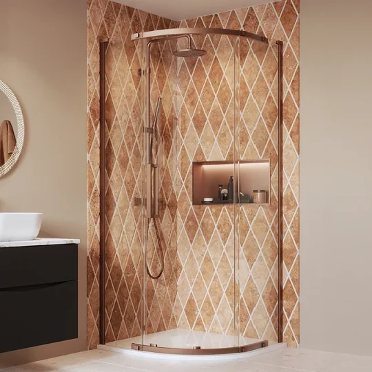 Crosswater Asura 8mm Quadrant Door 900 X 900 Brushed Bronze detail view - Image 2