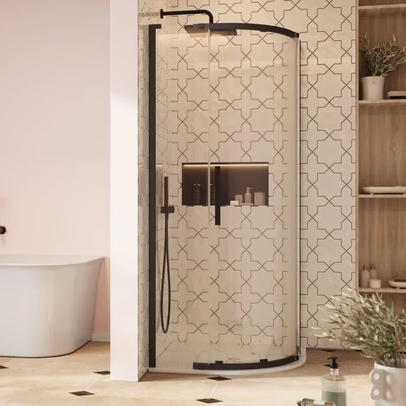 Crosswater Asura 8mm Quadrant Door 900 X 900 Matt Black detail view - Image 1