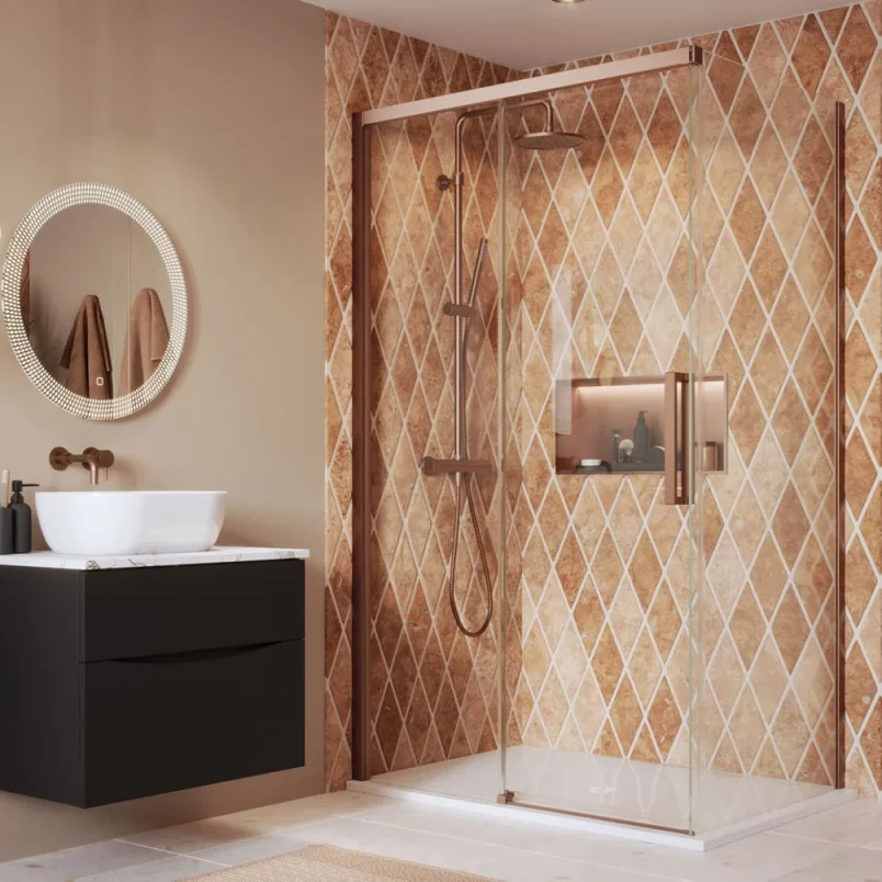 Crosswater Asura 8mm Sliding Door 1500 Brushed Bronze detail view - Image 2