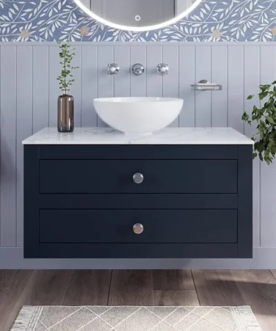 Crosswater Canvass Basin Unit 900 Deep Indigo Blue detail view - Image 2
