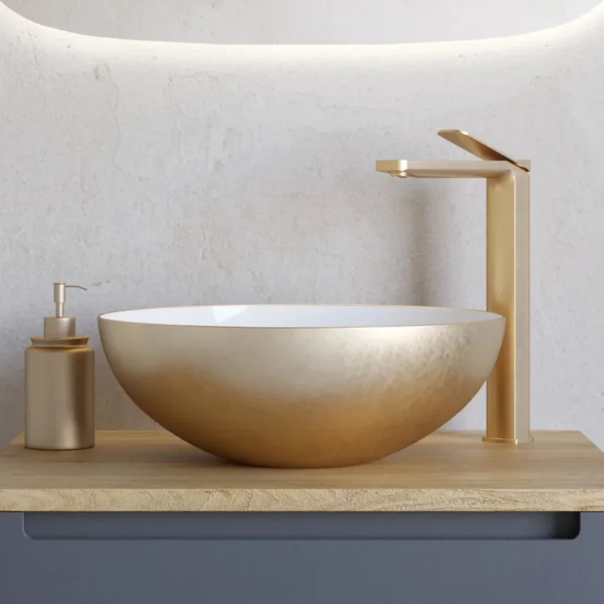 Crosswater Circus Counter Basin 400 No Overflow Brushed Brass detail view - Image 1