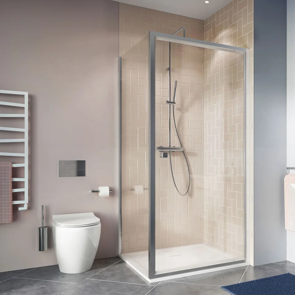 Crosswater Clear 6 Side Panel 1000 Silver detail view - Image 1