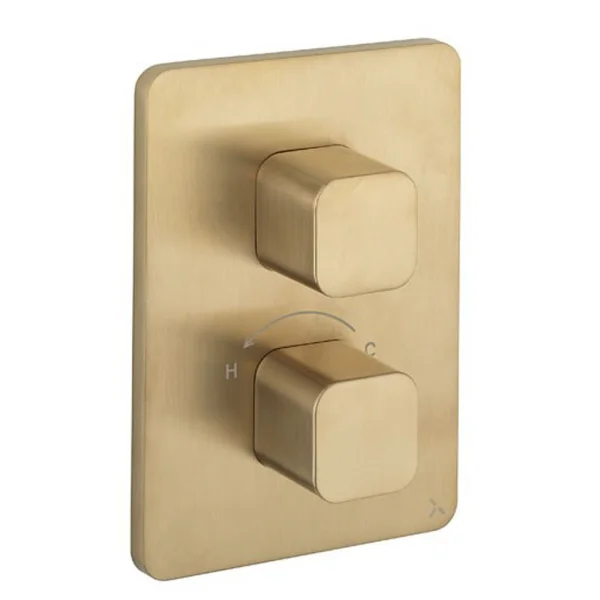 Crosswater Crossbox Atoll / Glide II 2 Outlet Trim & Levers Brushed Brass