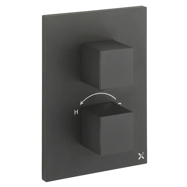 Crosswater Crossbox WaterSquare / Verge 2 Outlet Trim & Levers Matt Black
