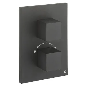 Crosswater Crossbox Watersquare / Verge 2 Outlet Trim & Levers Matt Black