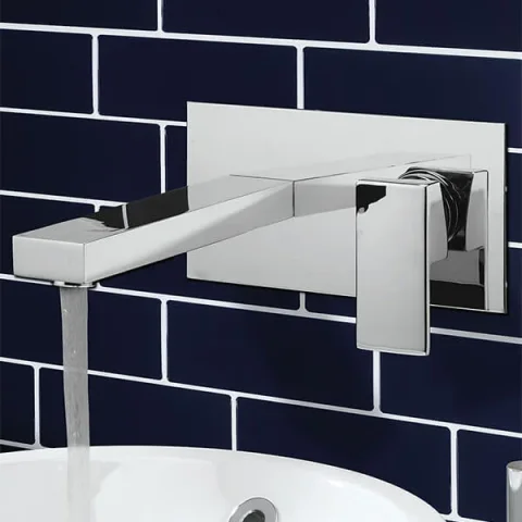 Crosswater Verge Wall Mounted 2 Hole Set Chrome detail view - Image 2