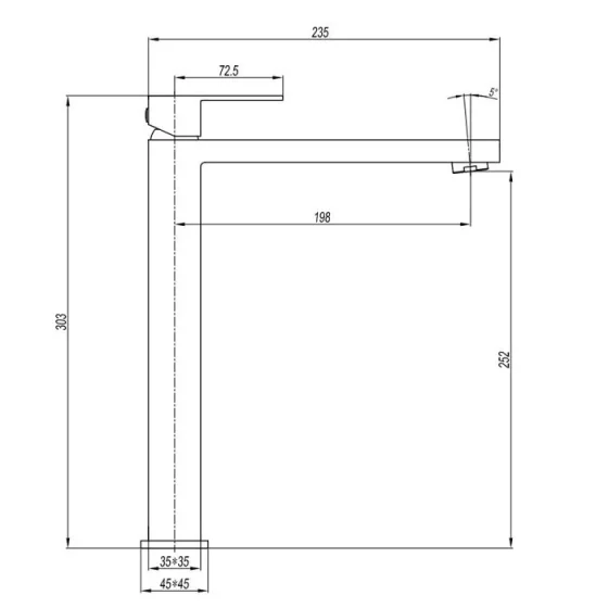 Crosswater Verge Tall Monobloc Basin Mixer Tap without Waste Stainless Steel Effect detail view - Image 2