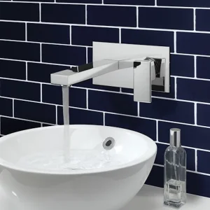 Crosswater Verge 2 Hole Wall Mounted Basin Tap Set Stainless Steel Effect