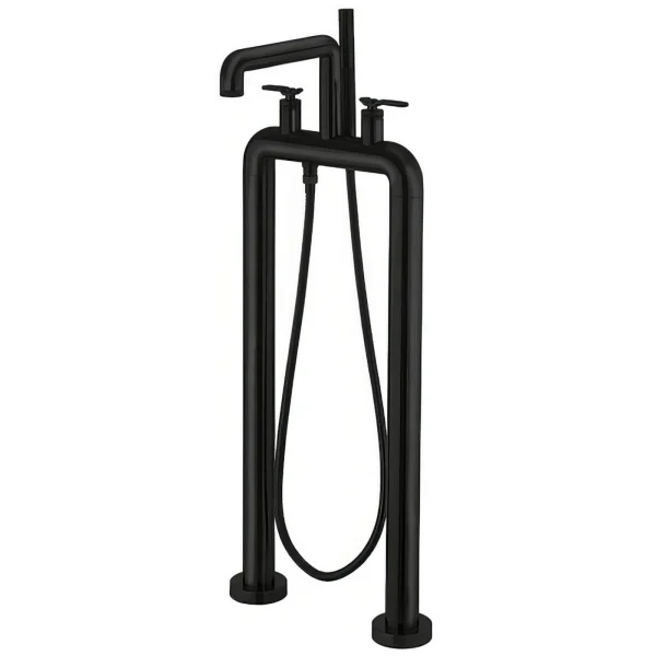 Crosswater Union Free Standing Bath Shower Mixer Matt Black Lever