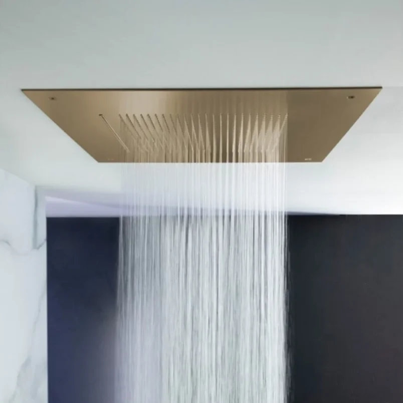 Crosswater Tranquil Recessed Shower Head With Waterfall 500mm Brushed Brass detail view - Image 2