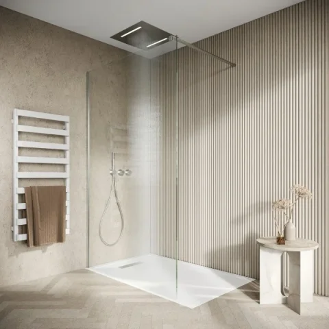 Crosswater Tranquil Recessed Shower Head with Waterfall & Chromotherapy 500mm Stainless Steel Effect detail view - Image 2