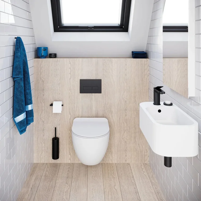 Crosswater Popolo Mini Wall Hung Right Hand White Matt detail view - Image 2