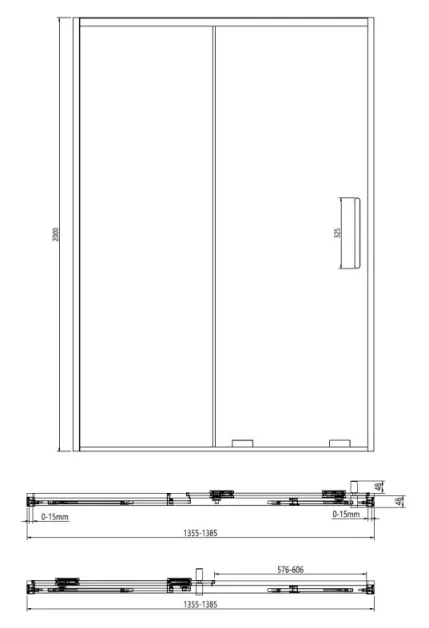 Crosswater Optix Sliding Door 1400 Polished Stainless detail view - Image 2