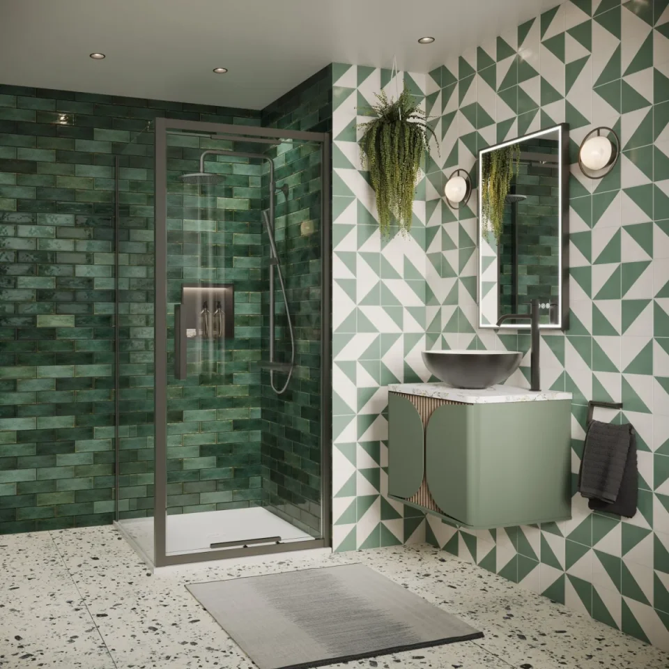 Crosswater Asura 8mm Side Panel 800 For Infold Door Slate detail view - Image 1