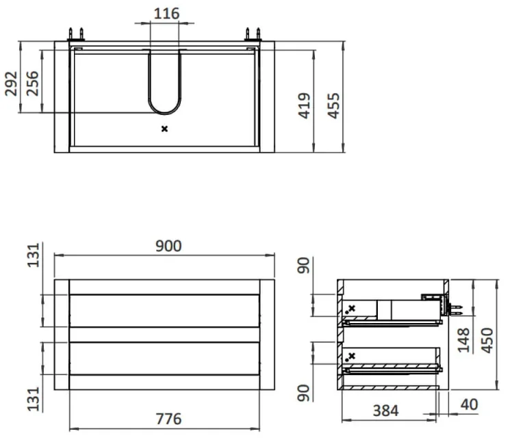Crosswater Canvass Basin Unit 900 Sage Green detail view - Image 2