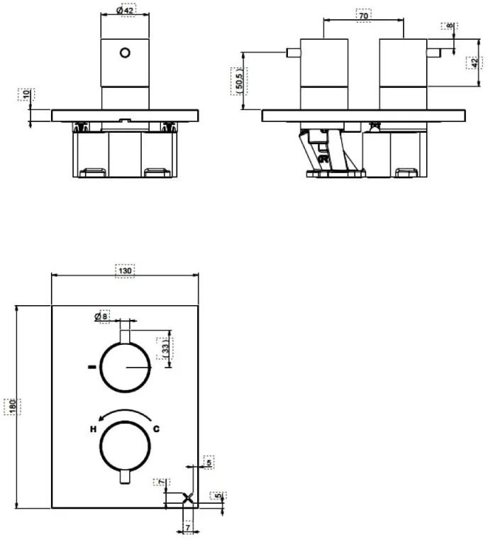 Crosswater Crossbox 3one6 2 Outlet Trim & Levers Stainless detail view - Image 3