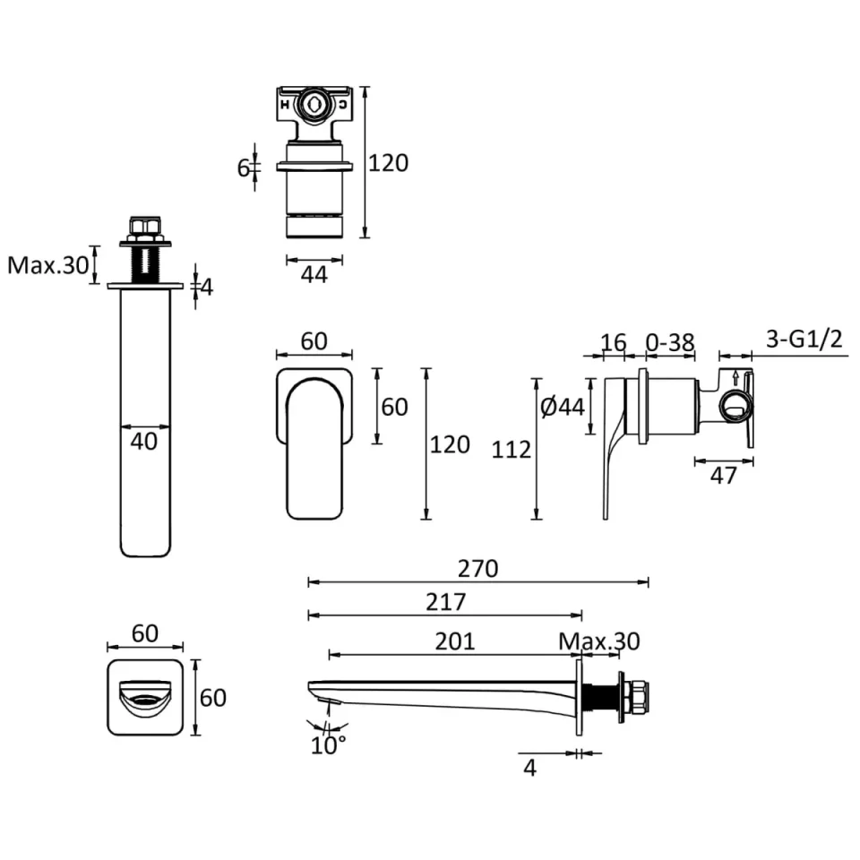 Crosswater Fuse 2 Hole Basin Set Chrome detail view - Image 2