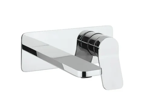 Crosswater Glide Ii Basin Set Single Plate Wall Mounted Chrome detail view - Image 1