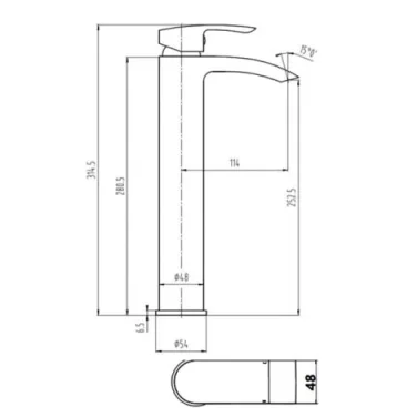 Crosswater Glide Ii Basin Tall Monobloc Matt Black detail view - Image 2