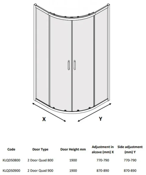 Crosswater Kai 6 Quad Double Door 800 Silver detail view - Image 2