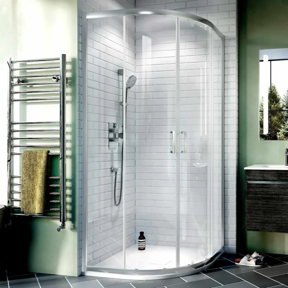 Crosswater Kai 6 Quad Double Door 900 Silver detail view - Image 1