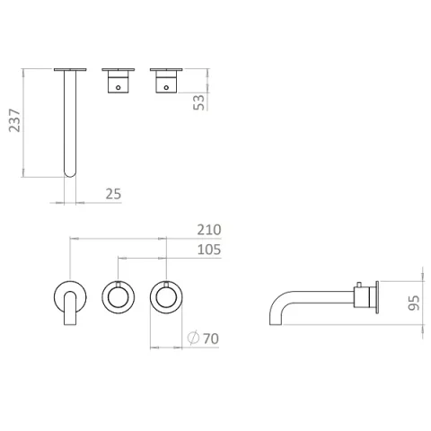 Crosswater Module Mpro 2 Control Trimset With Bath Spout Stainless Steel Effect detail view - Image 2