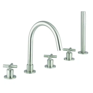 Crosswater MPRO Crosshead 5 Hole Bath Shower Mixer with Kit Brushed Nickel