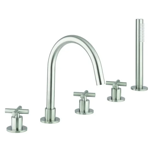 Crosswater Mpro Crosshead 5 Hole Bath Shower Mixer With Kit Brushed Nickel detail view - Image 1