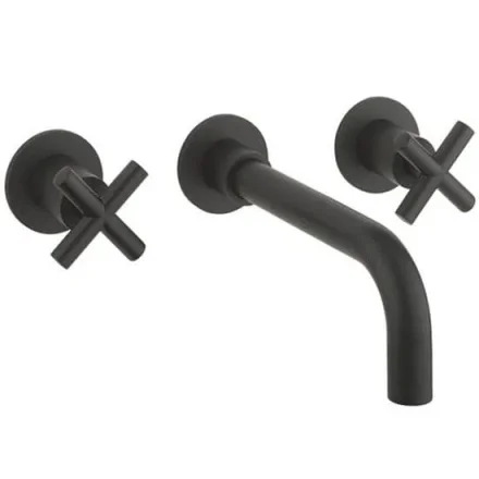 Crosswater Mpro Crosshead Basin 3 Hole Set Matt Black detail view - Image 1