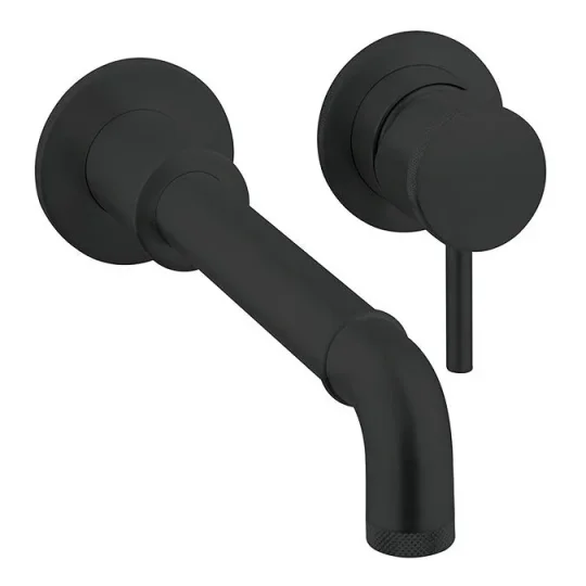 Crosswater Mpro Industrial 2 Hole Basin Set Carbon Black detail view - Image 1