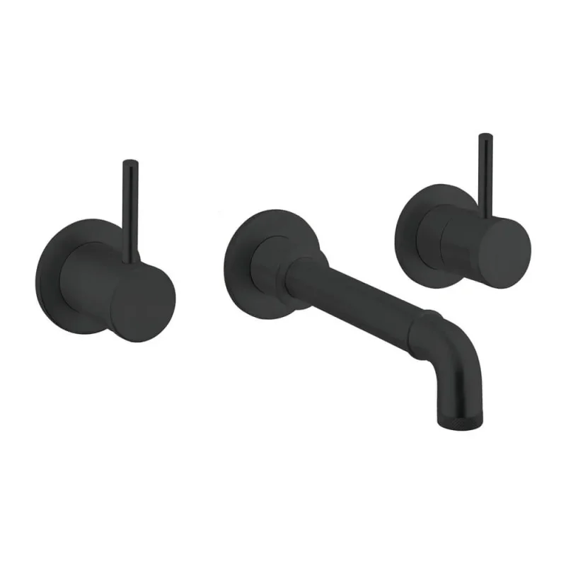 Crosswater Mpro Industrial 3 Hole Basin Set Carbon Black detail view - Image 1