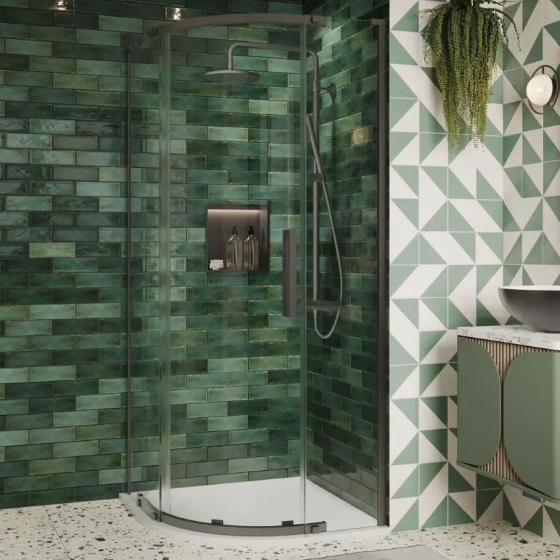 Crosswater Asura 8mm Quadrant Door 800 X 800 Slate detail view - Image 1