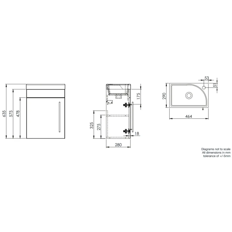 Roper Rhodes 450mm Esta Wall Mounted Unit - Light Grey detail view - Image 2