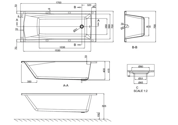 Britton Cleargreen Sustain Bath 1700x700 - Bath detail view - Image 2