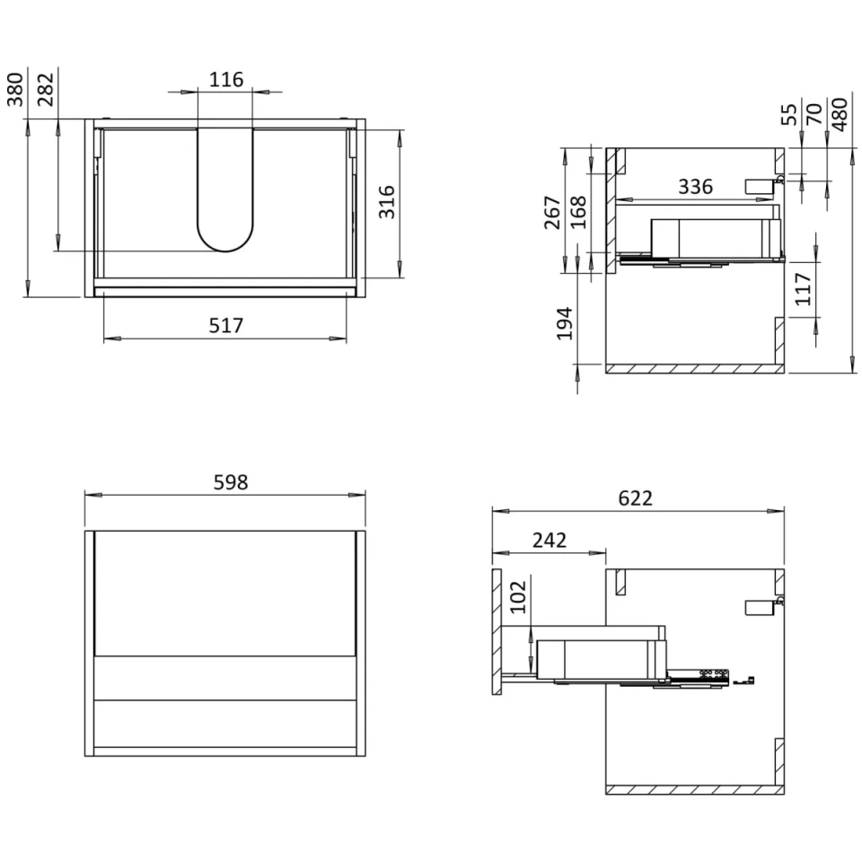 Britton Hackney Link Unit 200mm Gloss White detail view - Image 2