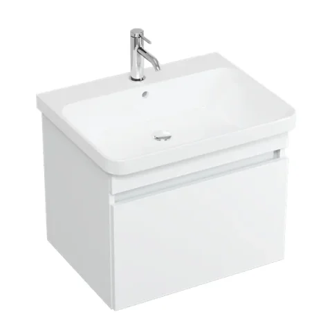 Britton Dalston 600mm Basin 1 Tap Hole White detail view - Image 1