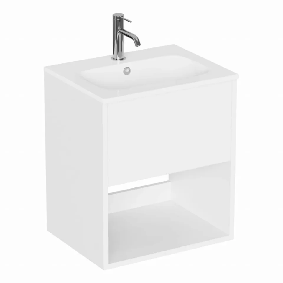 Britton Hackney Basin Unit 500mm Gloss White detail view - Image 1