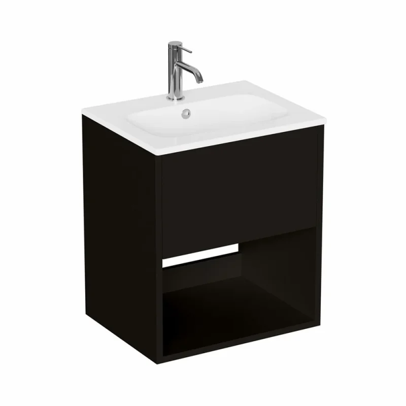 Britton Hackney Basin Unit 500mm Black Matt detail view - Image 1
